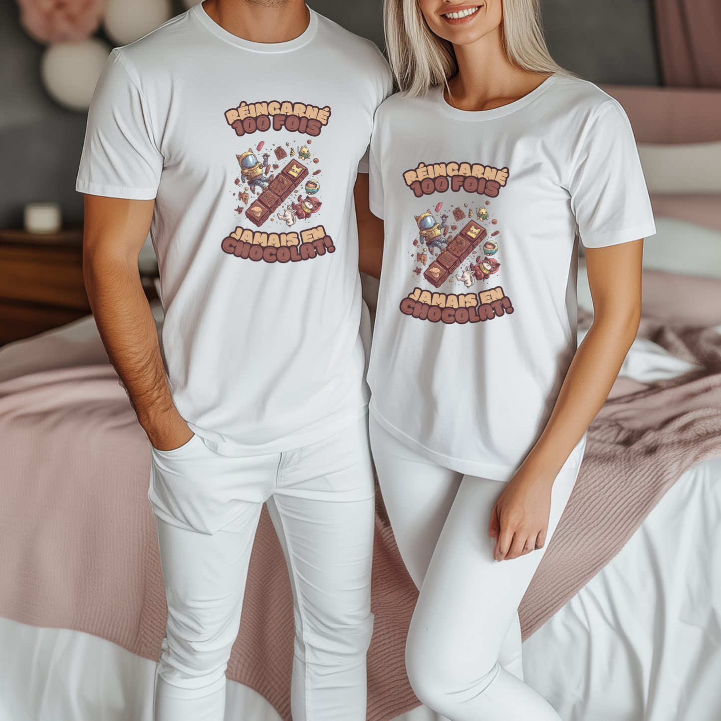 T-shirt Unisexe – Réincarné 100 fois… Jamais en chocolat ! 🐣🍫
