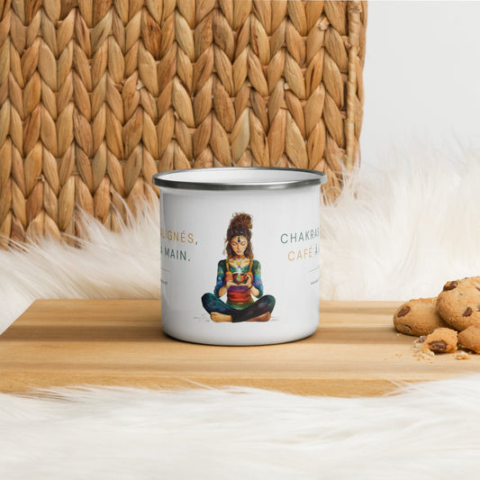 Mug émaillé - Tasse "Chakras Alignés, Café à la Main"