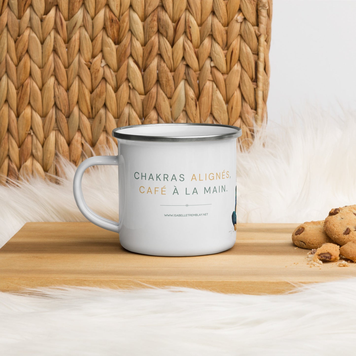 Mug émaillé - Tasse "Chakras Alignés, Café à la Main"