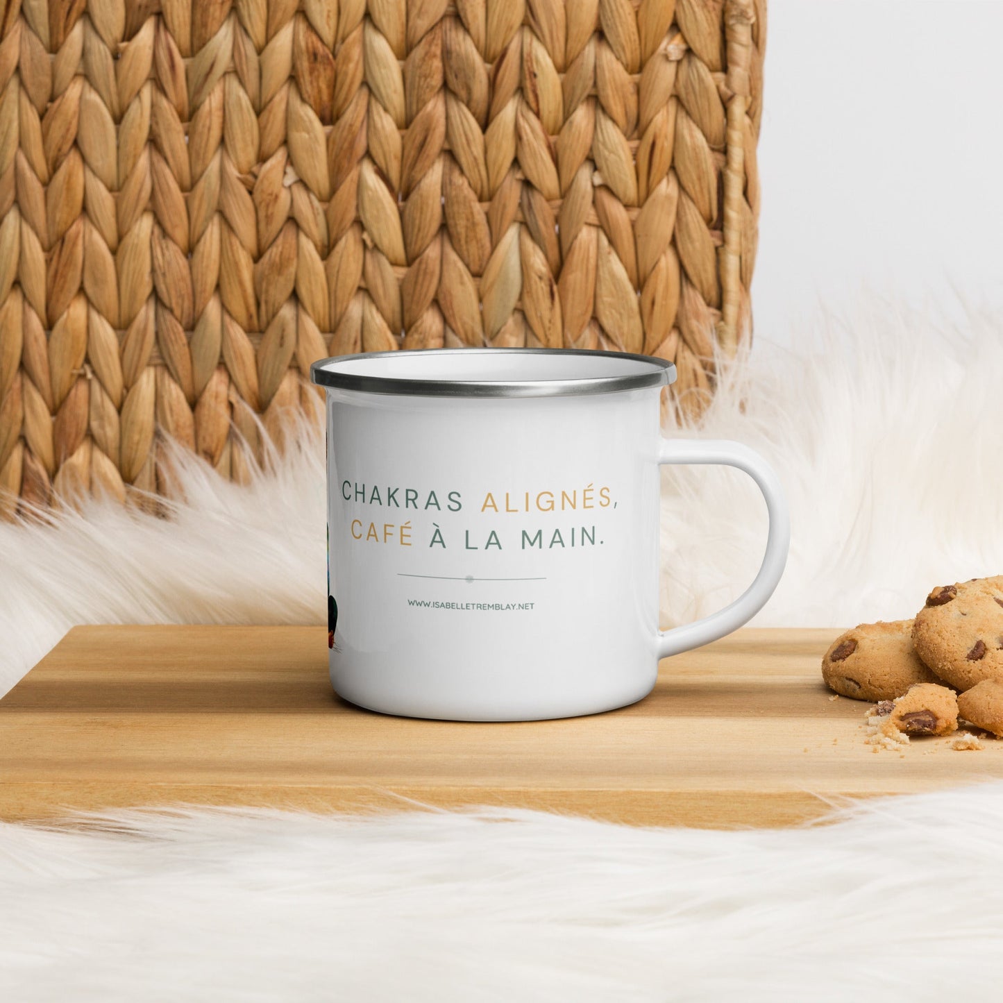 Mug émaillé - Tasse "Chakras Alignés, Café à la Main"