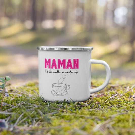 Mug émaillé - Tasse "Chef de famille, reine du café" - Cadeau parfait pour maman