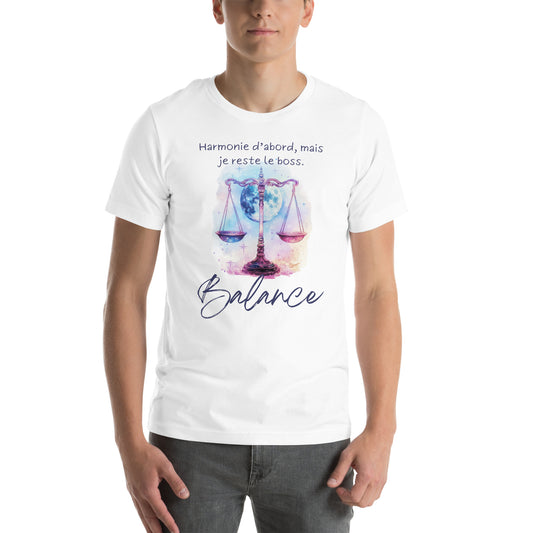 T-shirt unisexe signe astrologique Balance ♎ – Design inspiré de l’astrologie, idéal pour les natifs de la Balance et les passionnés de zodiaque.