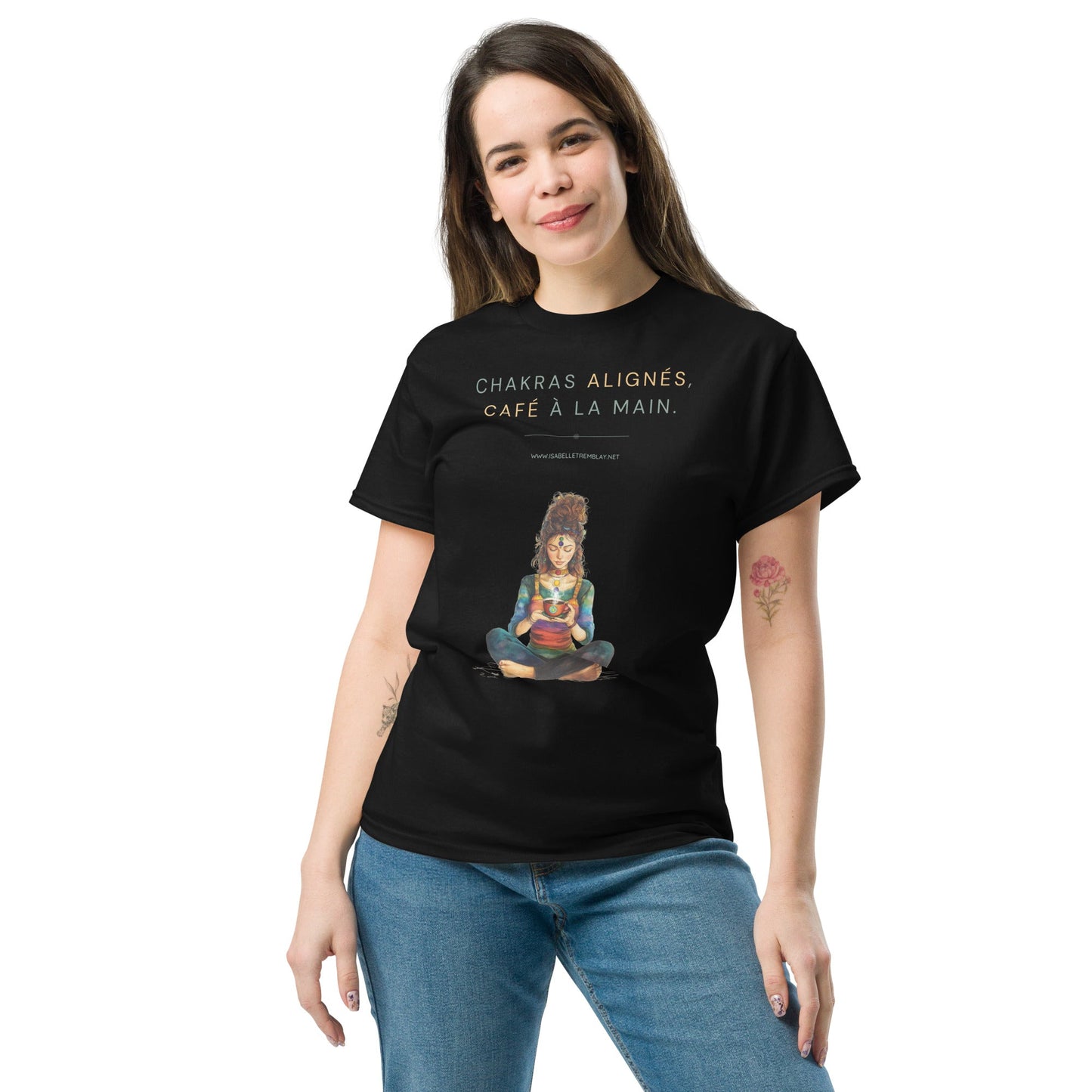 T-shirt classique unisexe - Chakras alignés, café à la main