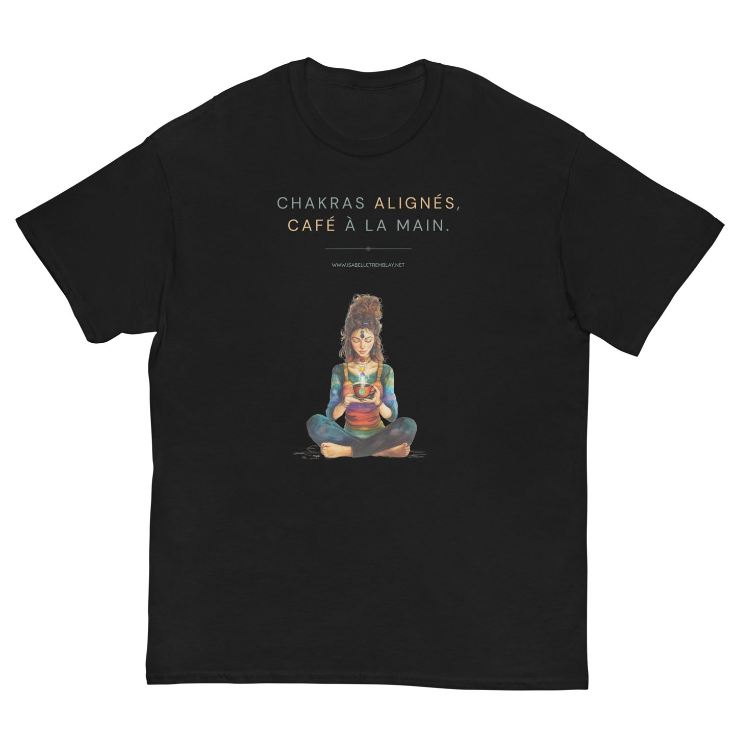T-shirt classique unisexe - Chakras alignés, café à la main