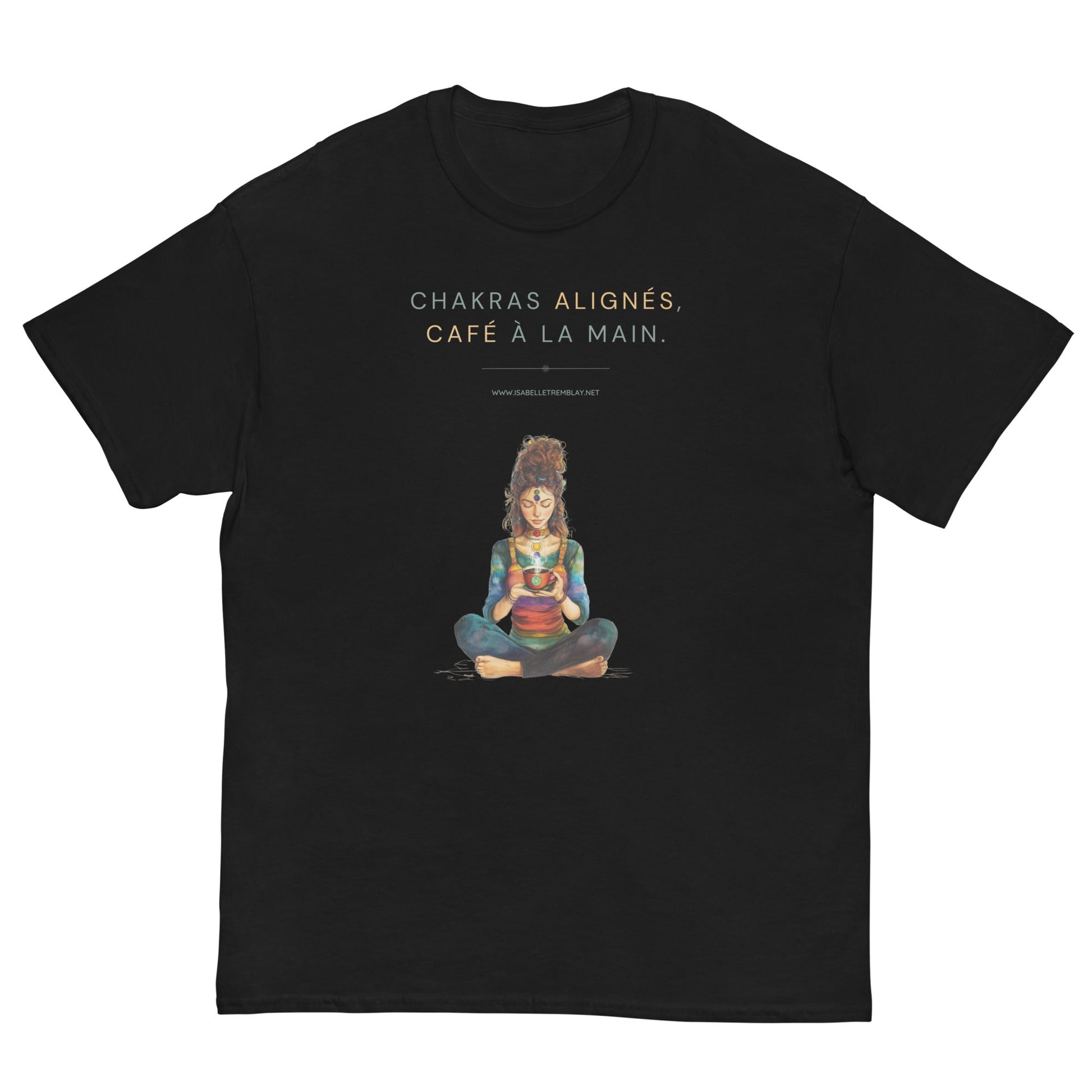 T-shirt classique unisexe - Chakras alignés, café à la main