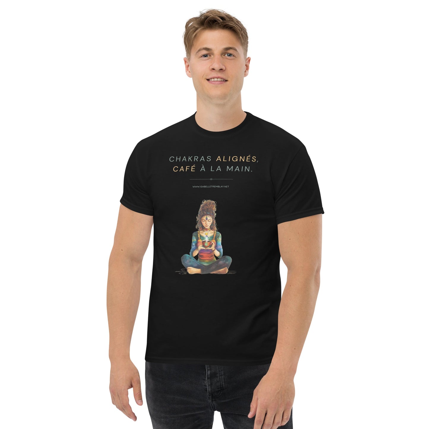 T-shirt classique unisexe - Chakras alignés, café à la main