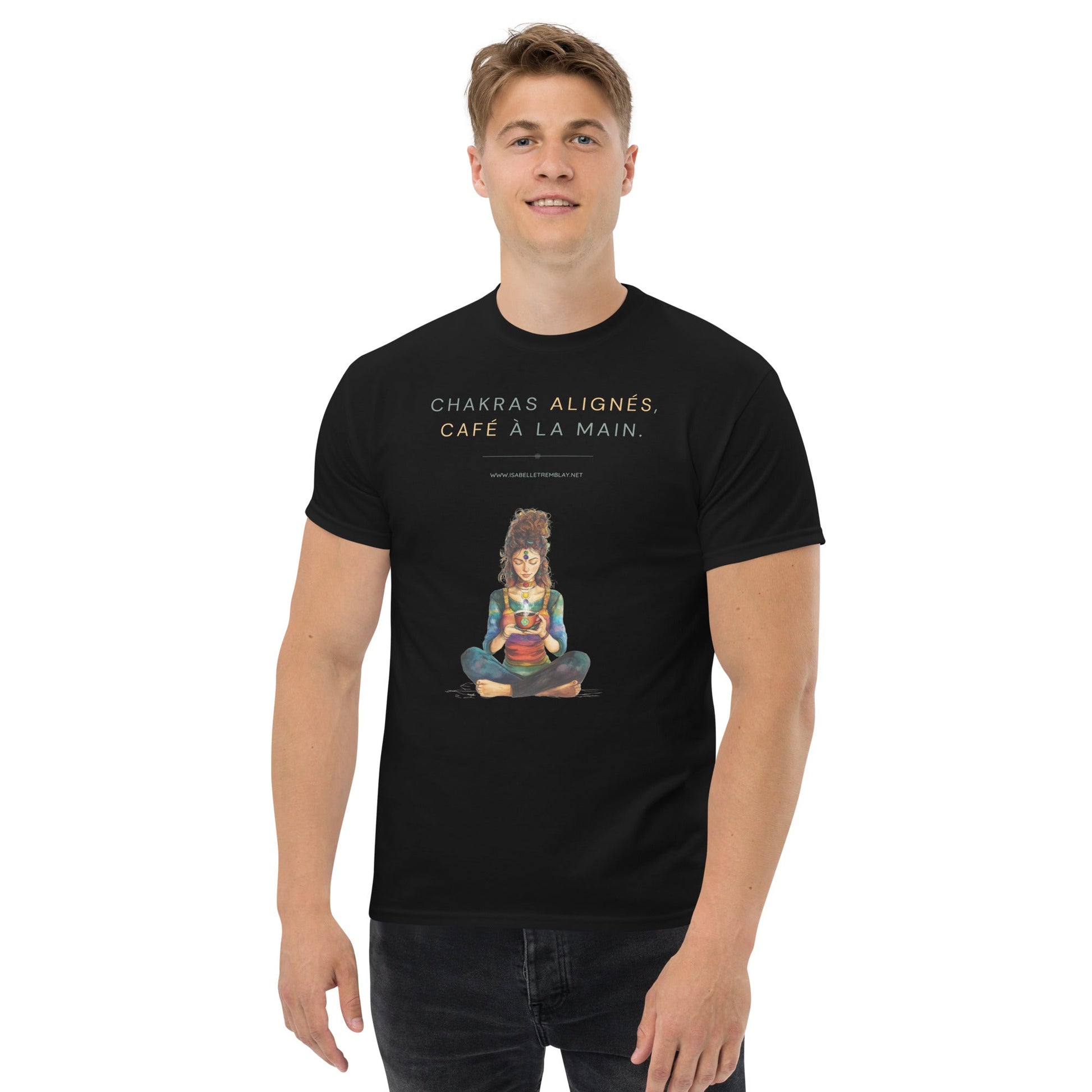 T-shirt classique unisexe - Chakras alignés, café à la main