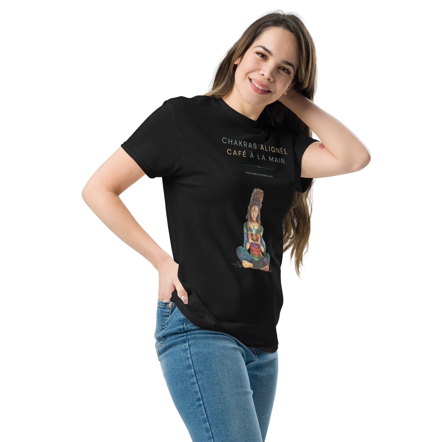 T-shirt classique unisexe - Chakras alignés, café à la main