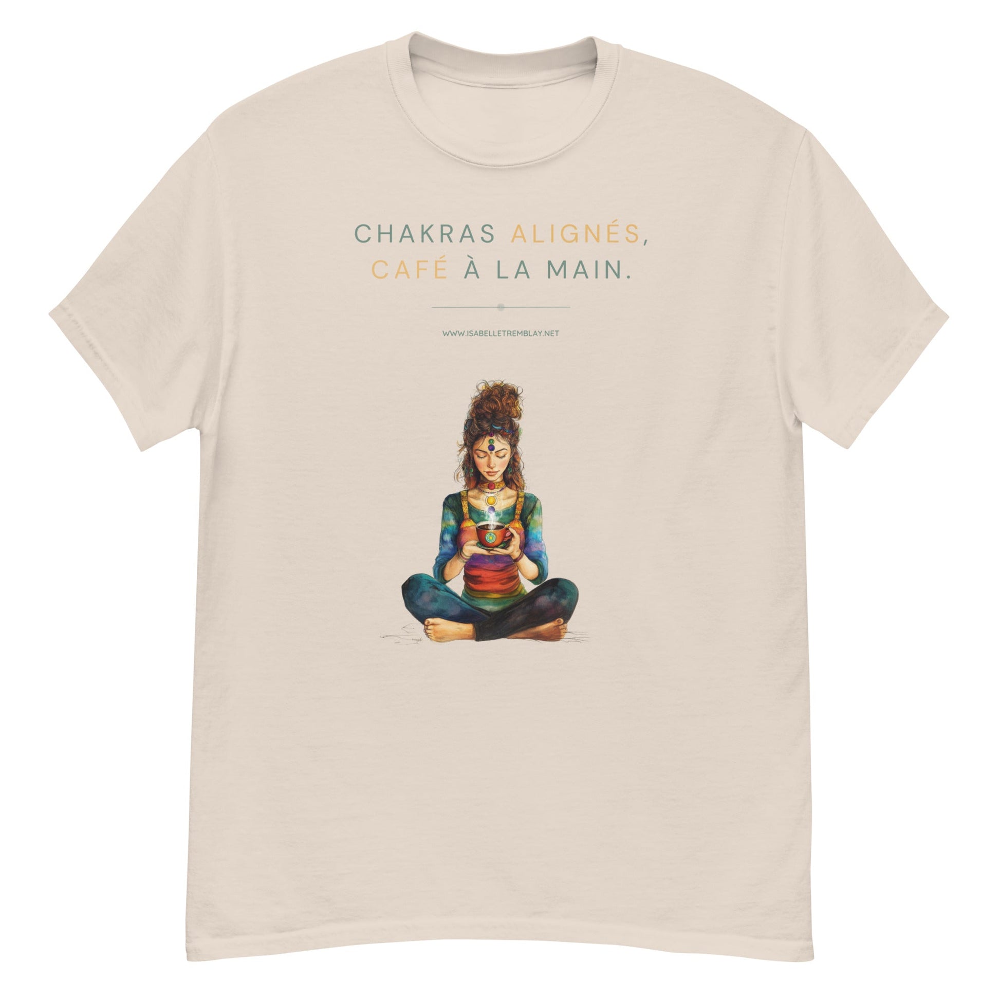 T-shirt classique unisexe - Chakras alignés, café à la main