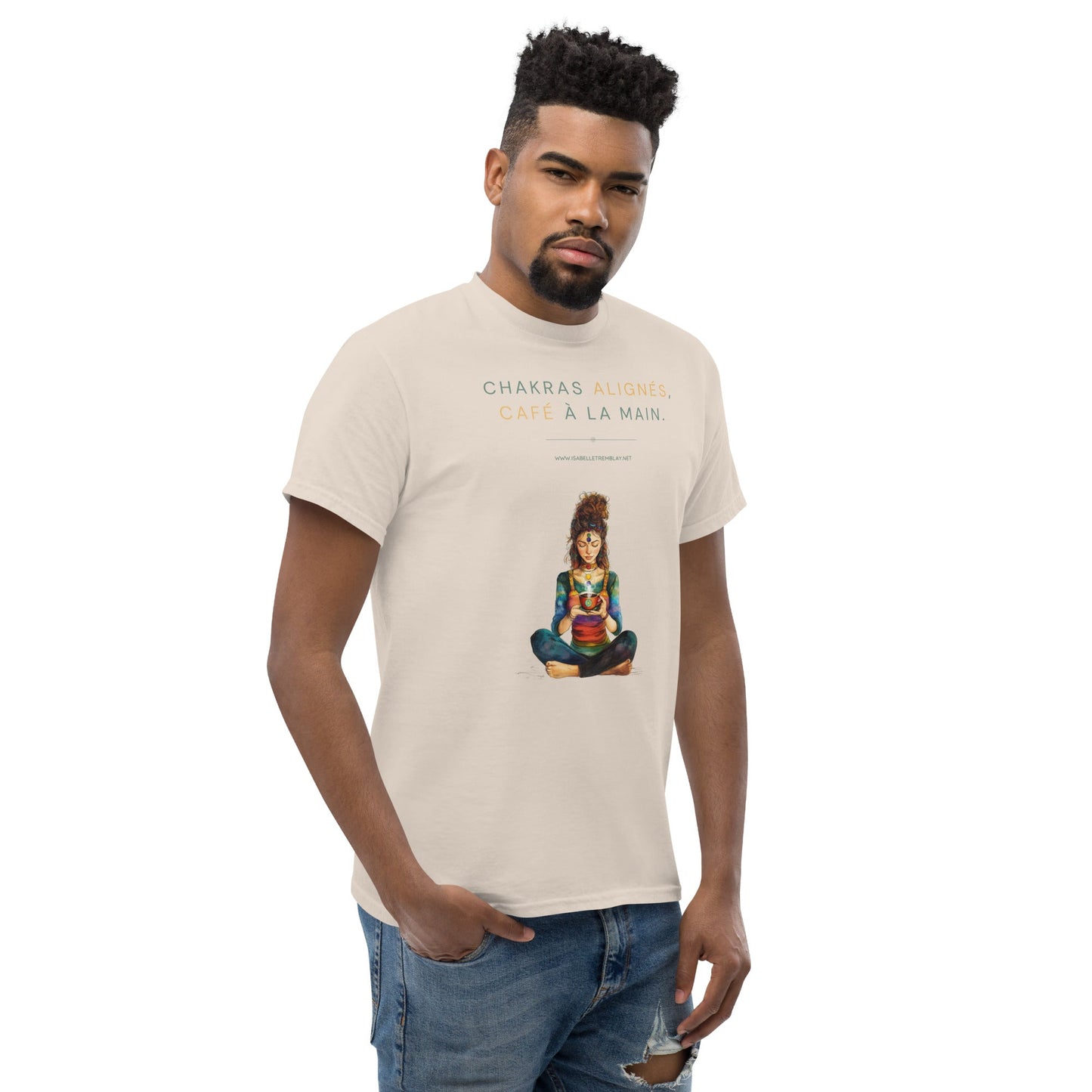 T-shirt classique unisexe - Chakras alignés, café à la main