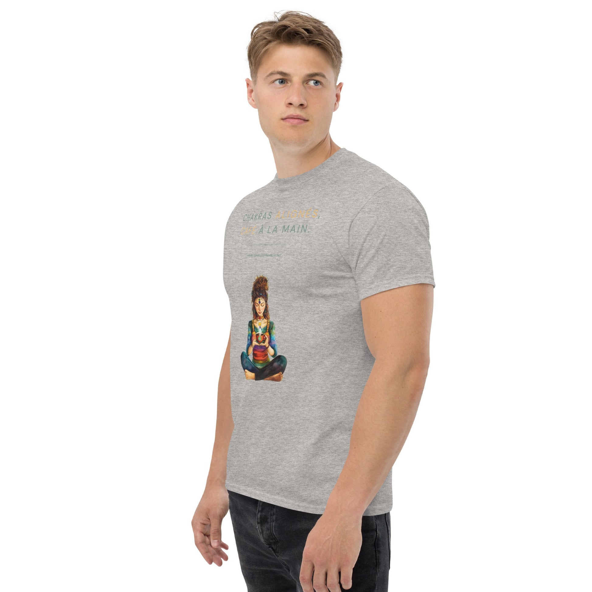 T-shirt classique unisexe - Chakras alignés, café à la main