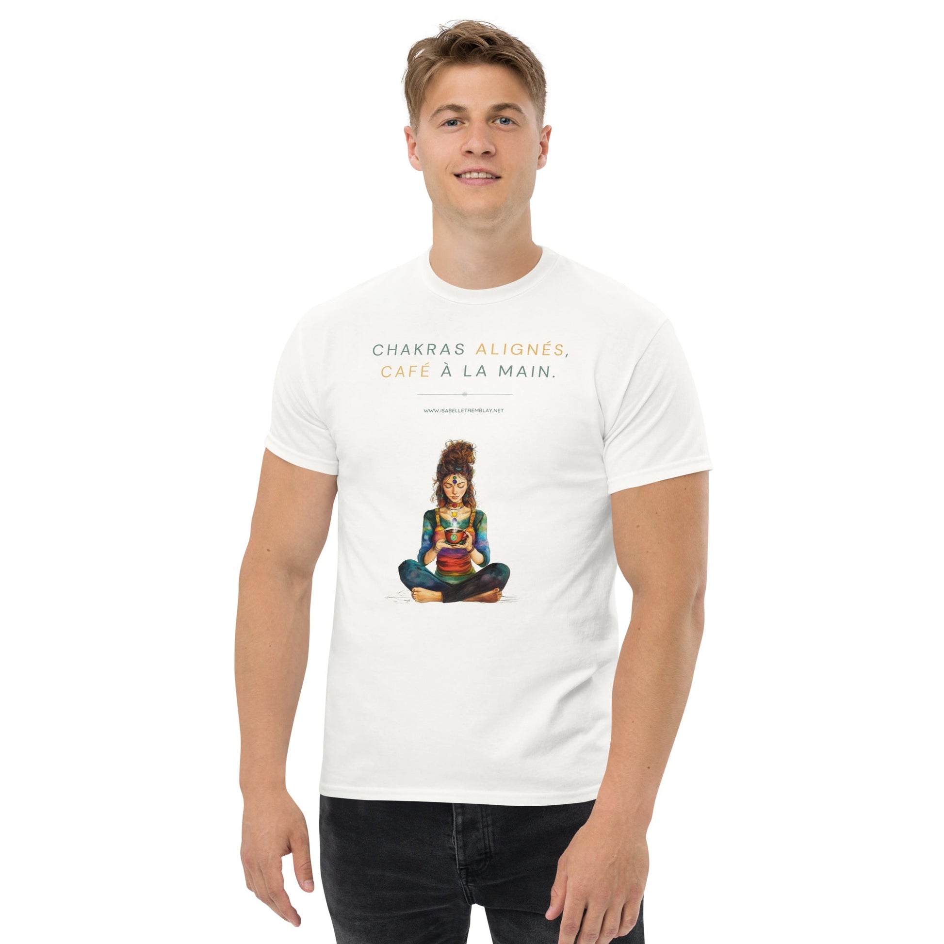 T-shirt classique unisexe - Chakras alignés, café à la main