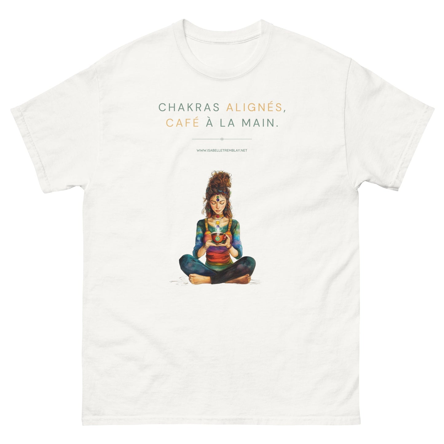 T-shirt classique unisexe - Chakras alignés, café à la main