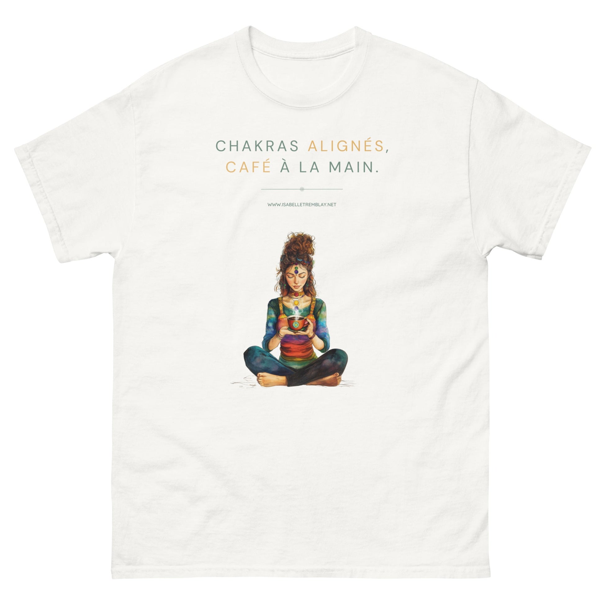 T-shirt classique unisexe - Chakras alignés, café à la main
