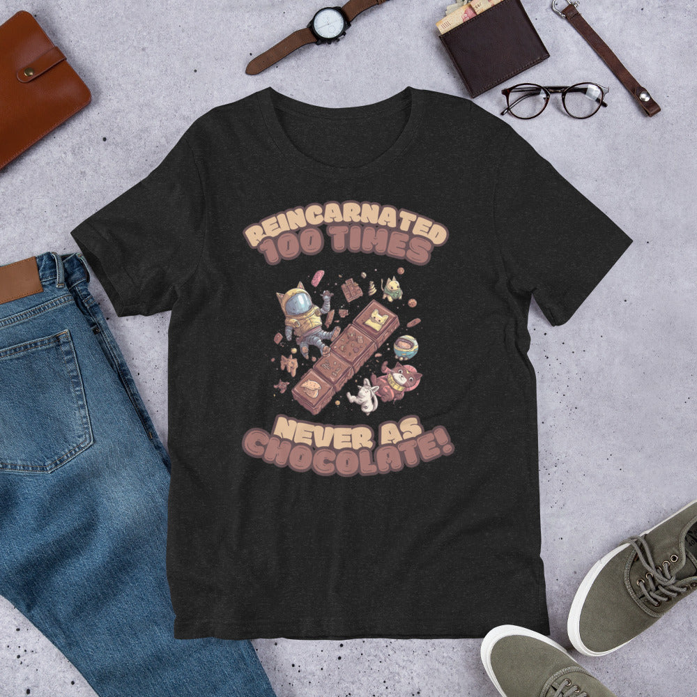 Product mockup : Reincarnated 100 times... nevers as chocolate