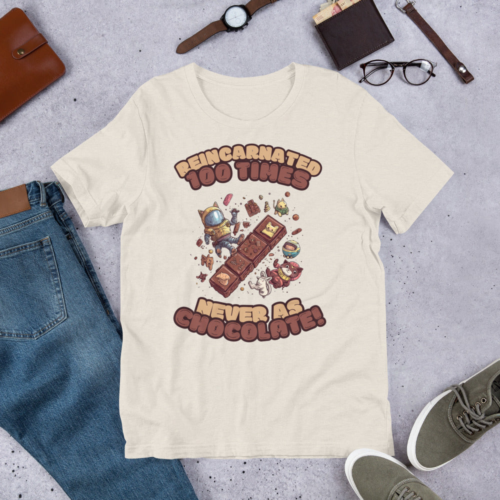 Product mockup Reincarnated 100 times... nevers as chocolate