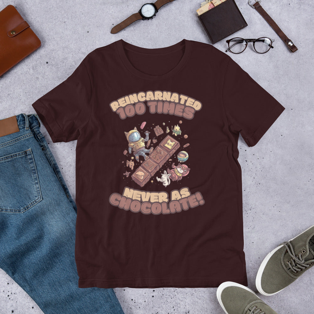 Product mockup Reincarnated 100 times... nevers as chocolate