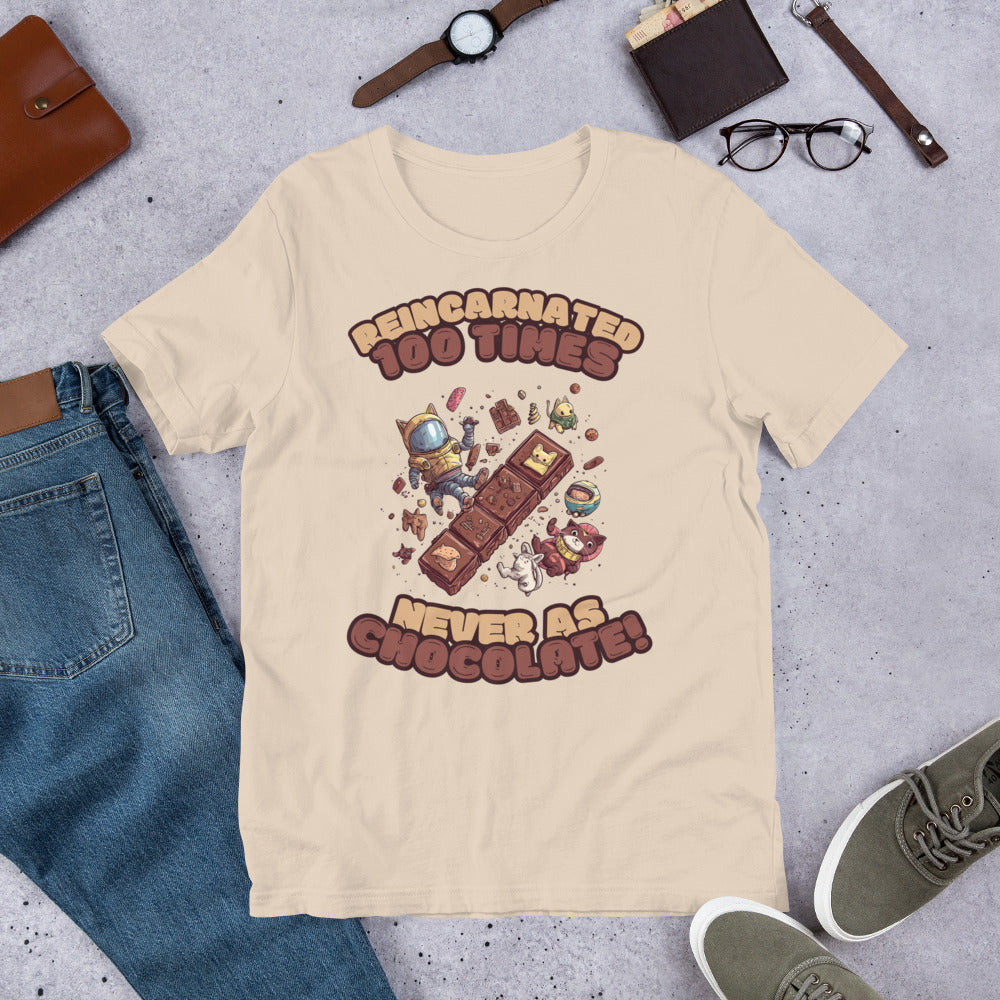 Product mockup Reincarnated 100 times... nevers as chocolate