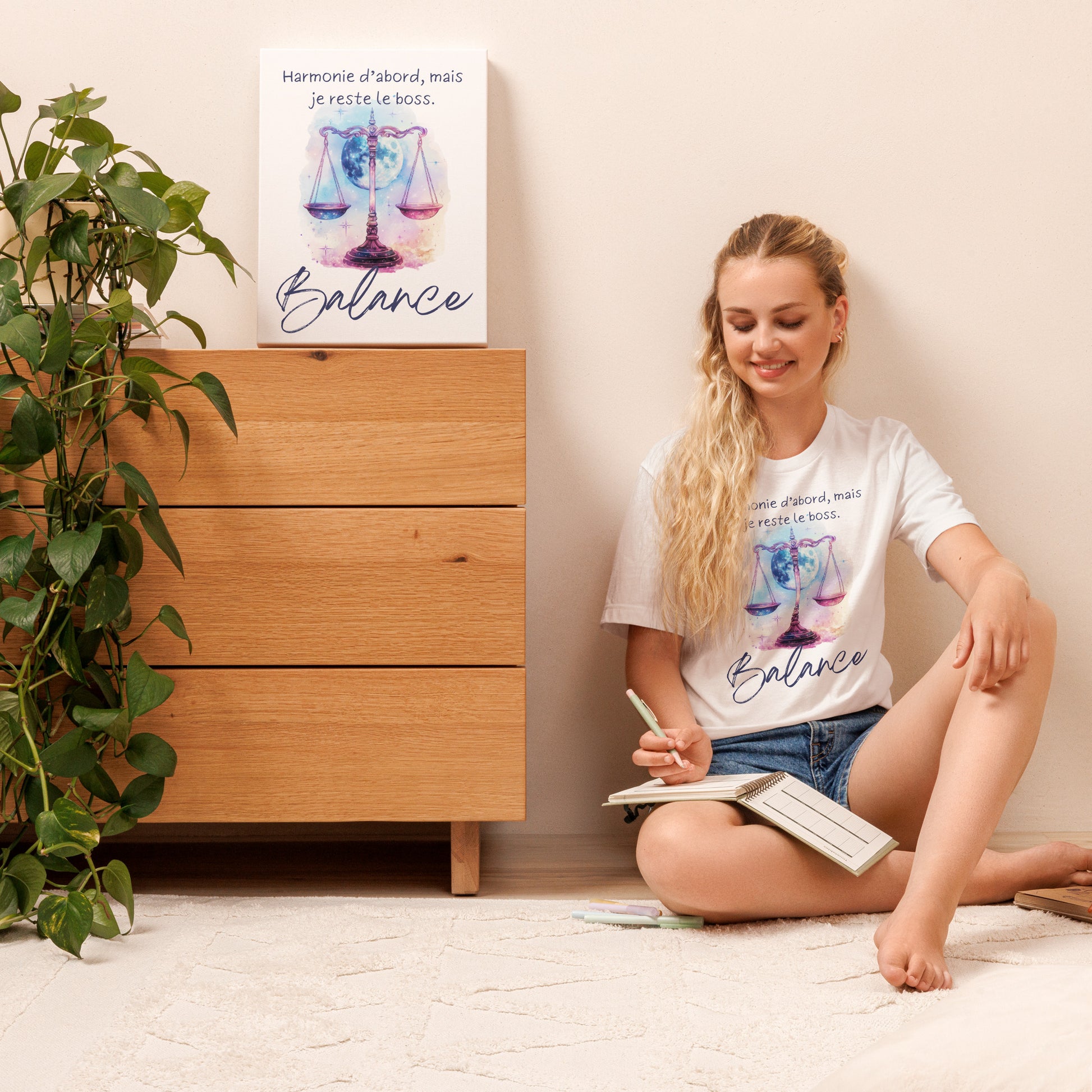 T-shirt unisexe signe astrologique Balance ♎ – Design inspiré de l’astrologie, idéal pour les natifs de la Balance et les passionnés de zodiaque.