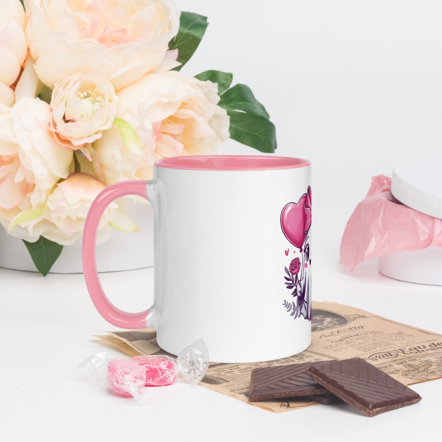 Be My Boo – Tasse fantôme Saint-Valentin intérieur rose