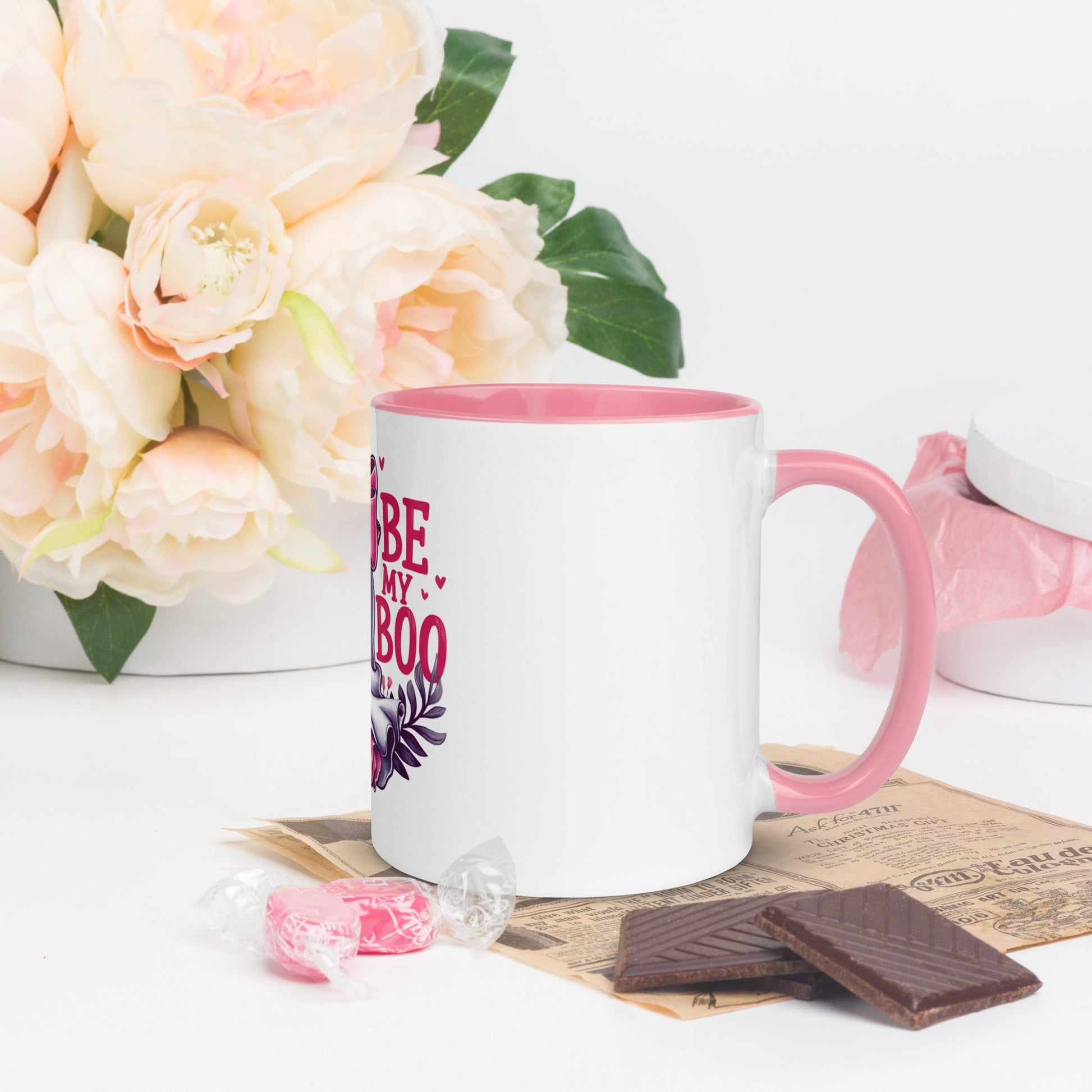 Be My Boo – Tasse fantôme Saint-Valentin intérieur rose