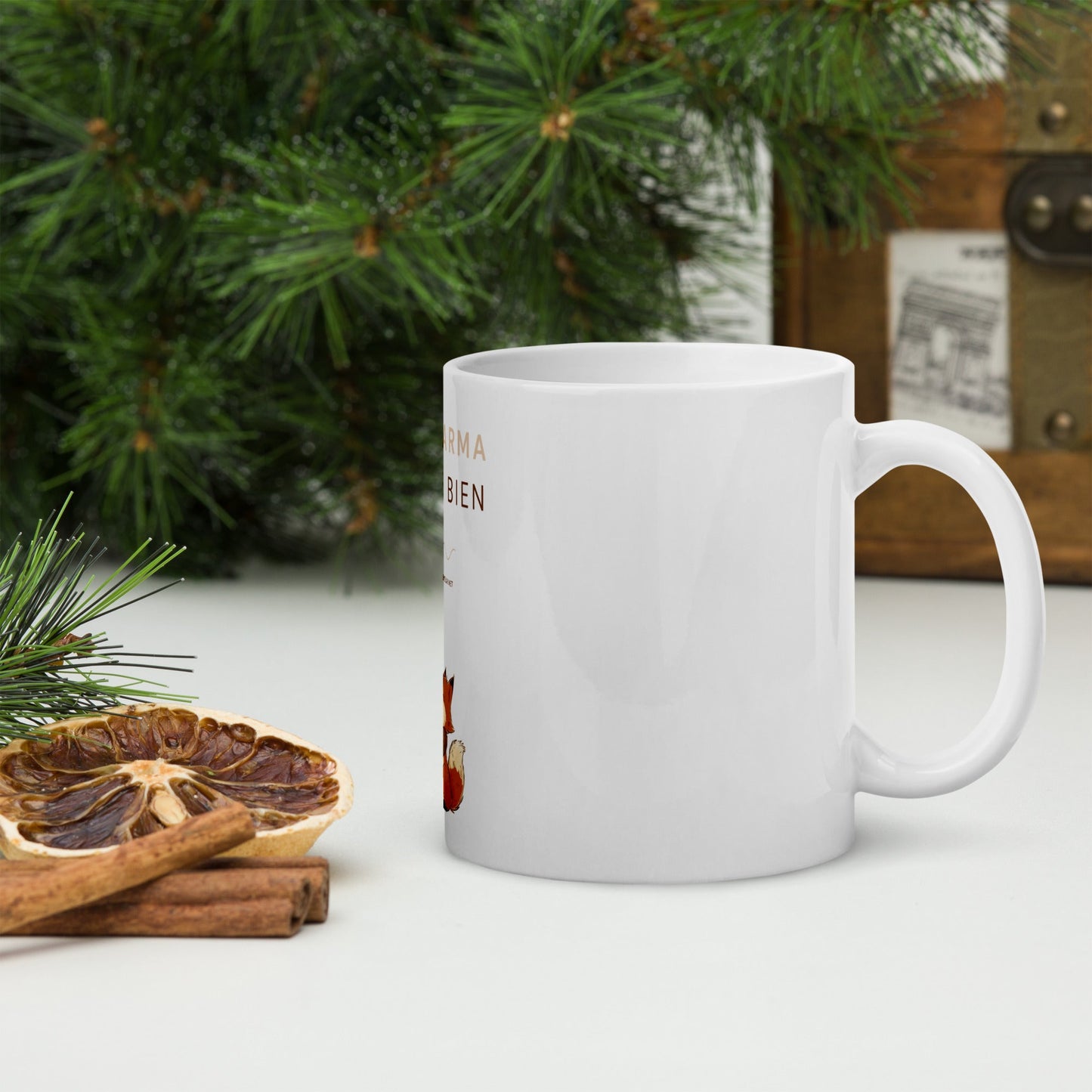 Mug Blanc Brillant - Mon karma t'aime bien